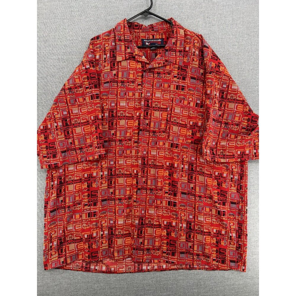 Vtg Southpole Baggy Geometric Short Sleeve Button Shirt Mens 3XL Korea Y2K